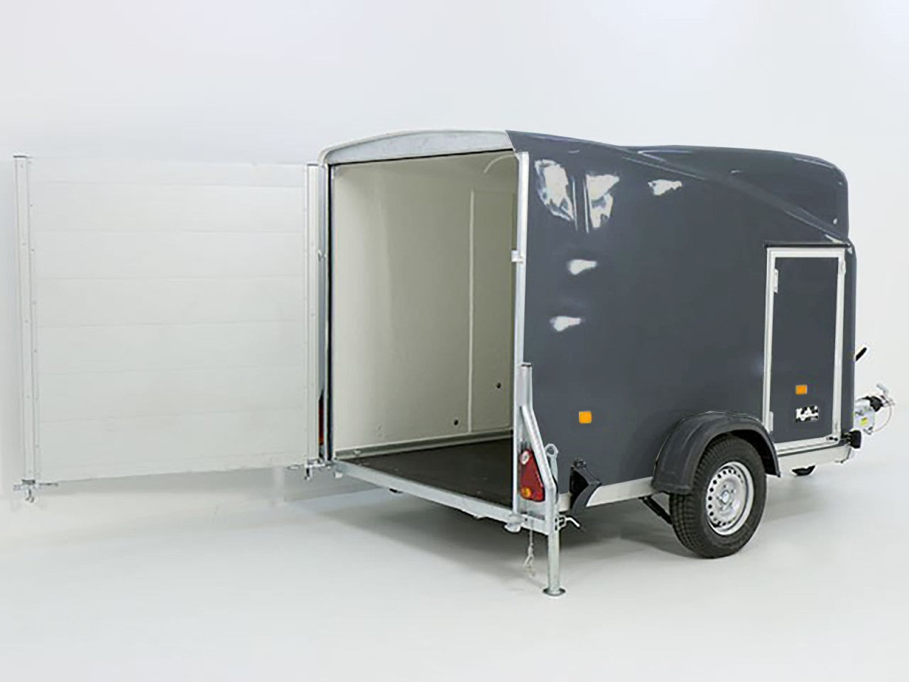 Debon Kofferanhänger Cargo 1300 Vollpoly 150x290cm H:160cm|Tür|grau-Neu
