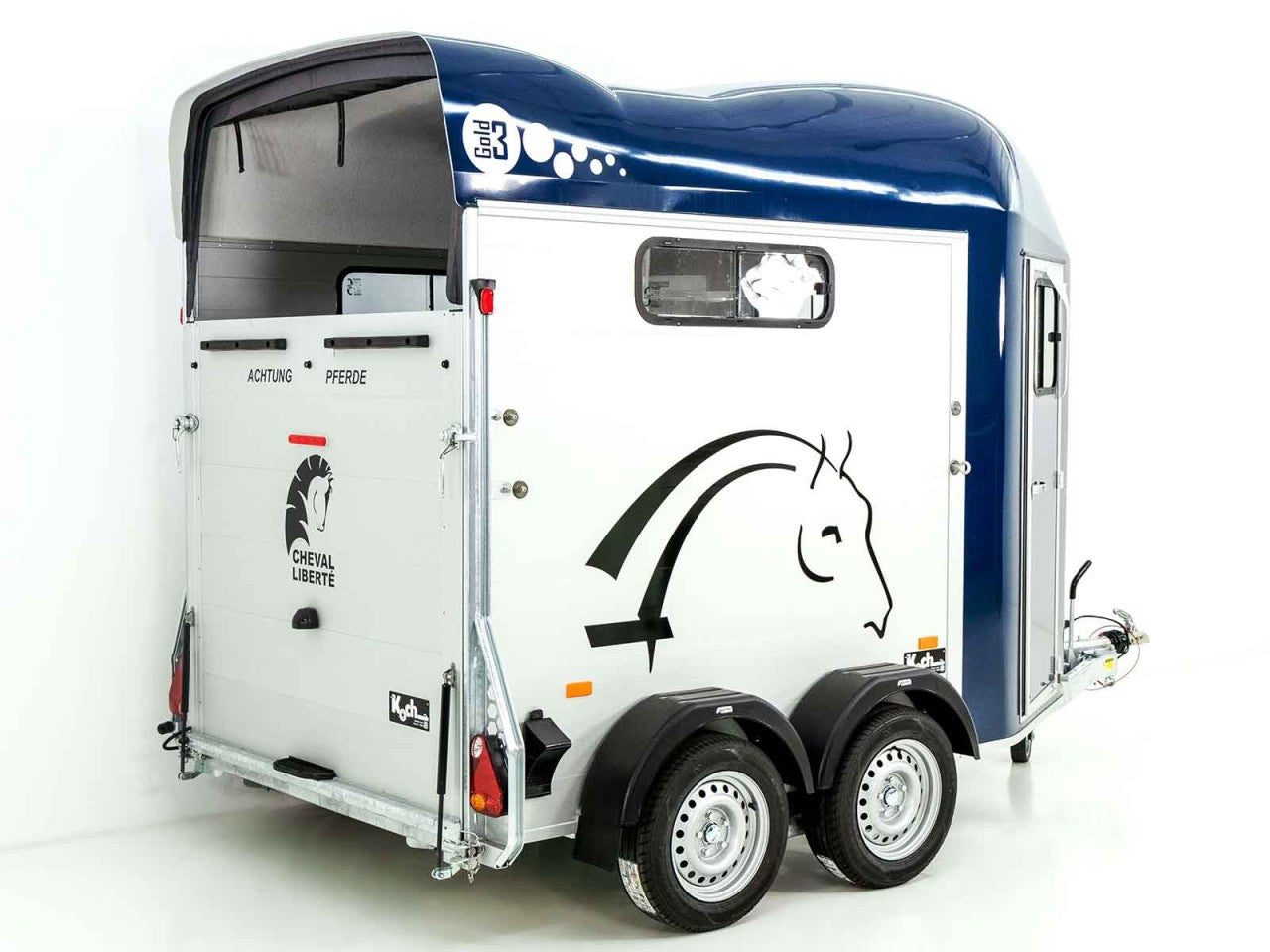 Cheval Liberte Pferdeanhänger GOLD 3|Premium|Pullman 2|Sattelkammer|blau-Neu