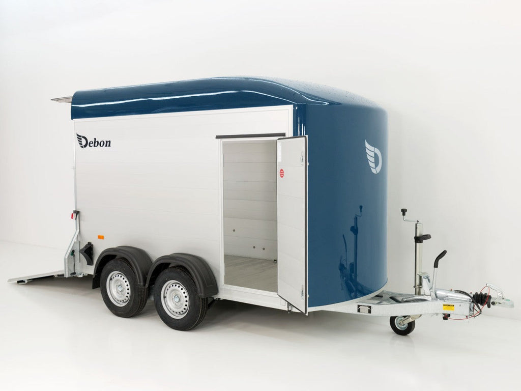 Debon Kofferanhänger C500 164x300cm H:200cm 2,0t|Alu|Polybug|Tür|blau-Neu