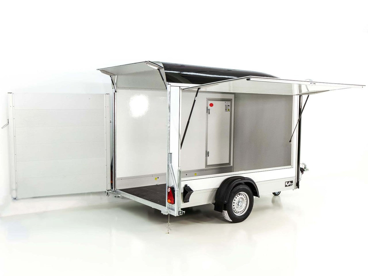Debon Kofferanhänger C300 Sandwich 148x295cm H:190cm 1,3t|Alu|Polybug|Tür|Klappe|schwarz-Neu