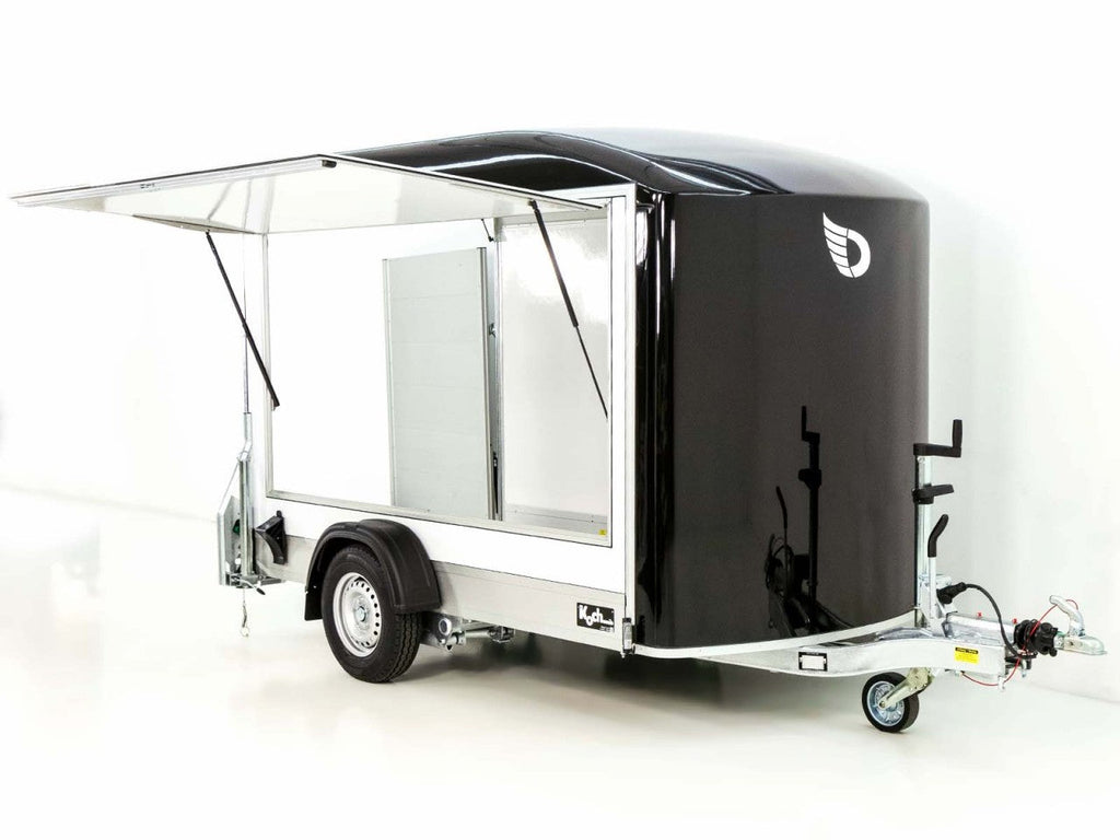 Debon Kofferanhänger C300 Sandwich 148x295cm H:190cm 1,3t|Alu|Polybug|Tür|Klappe|schwarz-Neu