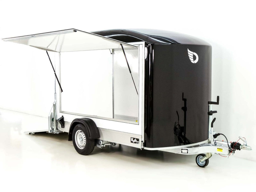 Debon Kofferanhänger C300 Sandwich 148x295cm H:190cm 1,3t|Alu|Polybug|Tür|Klappe|schwarz-Neu