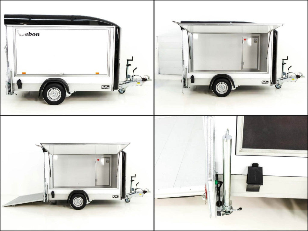 Debon Kofferanhänger C300 Sandwich 148x295cm H:190cm 1,3t|Alu|Polybug|Tür|Klappe|schwarz-Neu