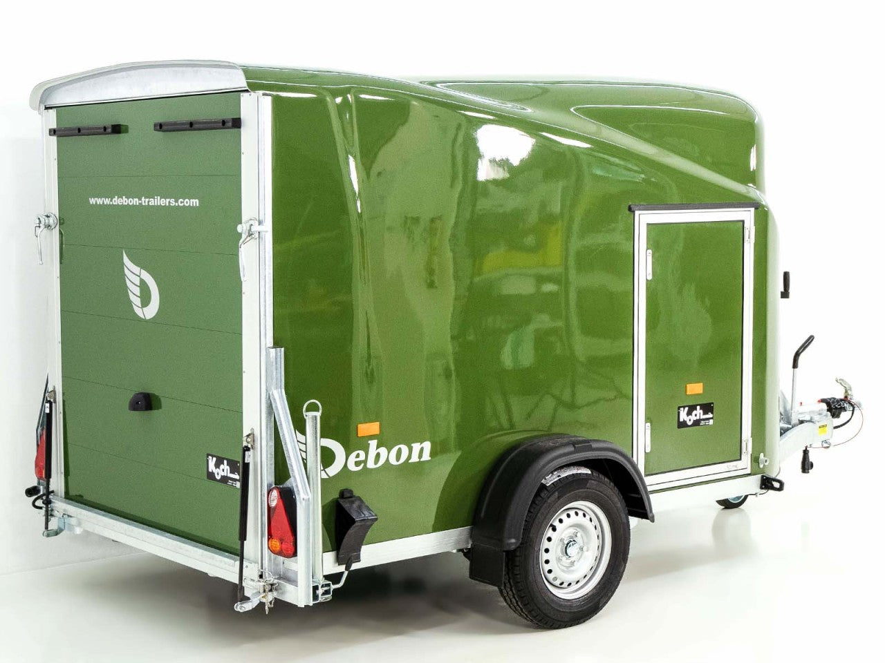 Debon Kofferanhänger Cargo 1300 Vollpoly 150x290cm H:160cm|Tür|olivgrün-Neu