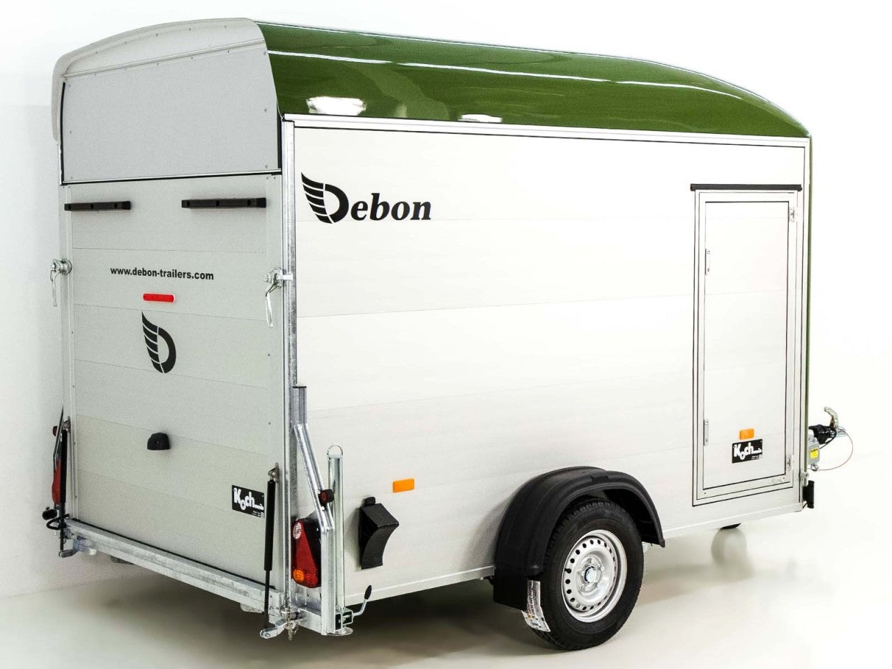 Debon Kofferanhänger C400 164x315cm H:200cm 1,3t|Alu, Polybug|Tür|olivgrün-Neu