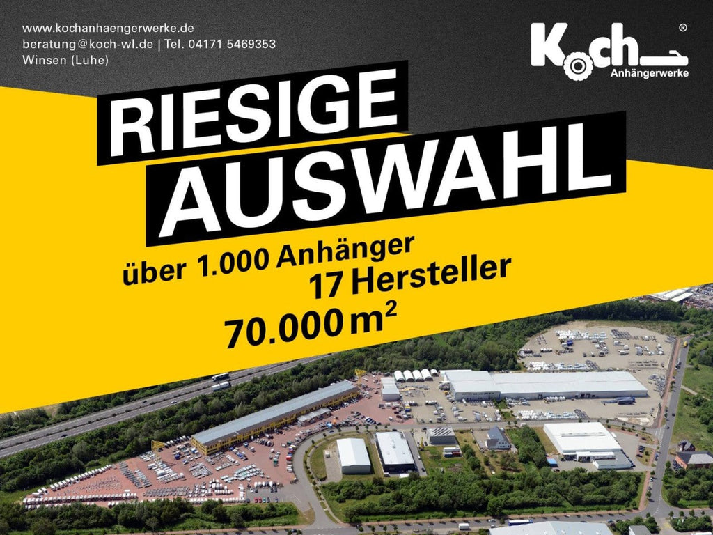 Vezeko Koffer-Absenkanhänger 157x344cm Höhe:190cm 2,7t|silber-Tür rechts-Neu
