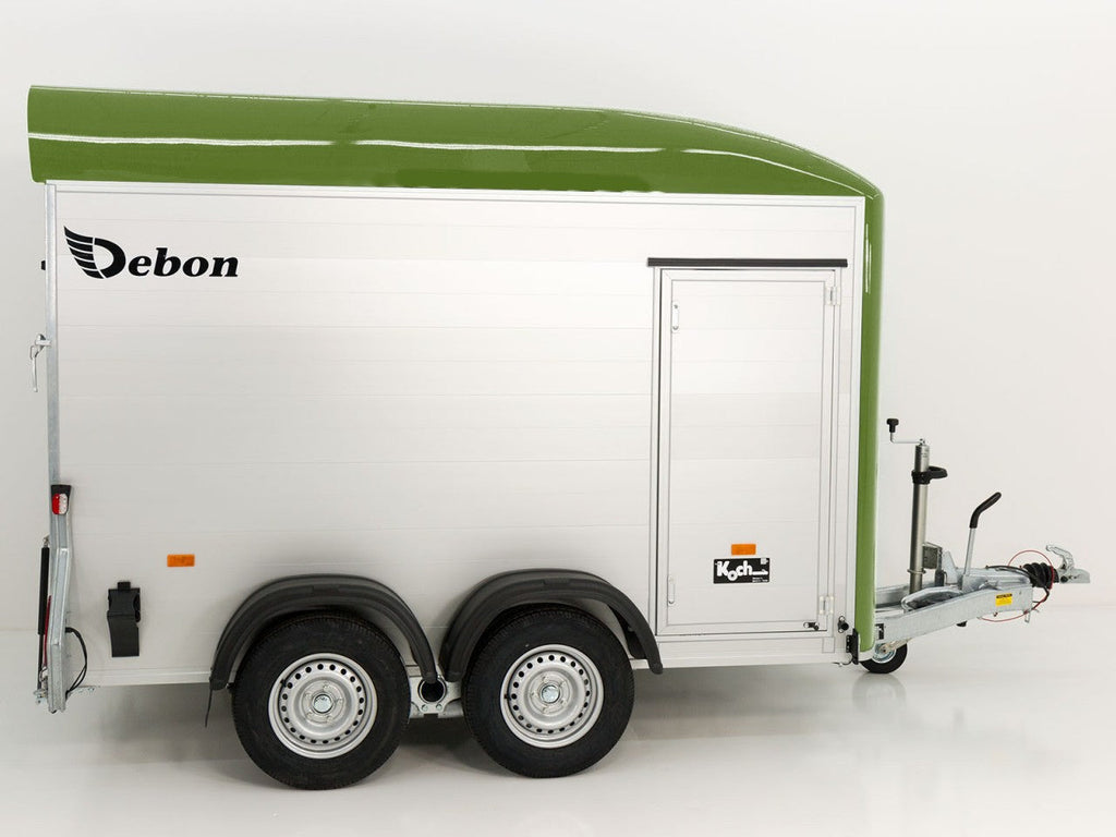 Debon Kofferanhänger C500 164x300cm H:200cm 2,0t|Alu|Polybug|Tür|olivgrün-Neu