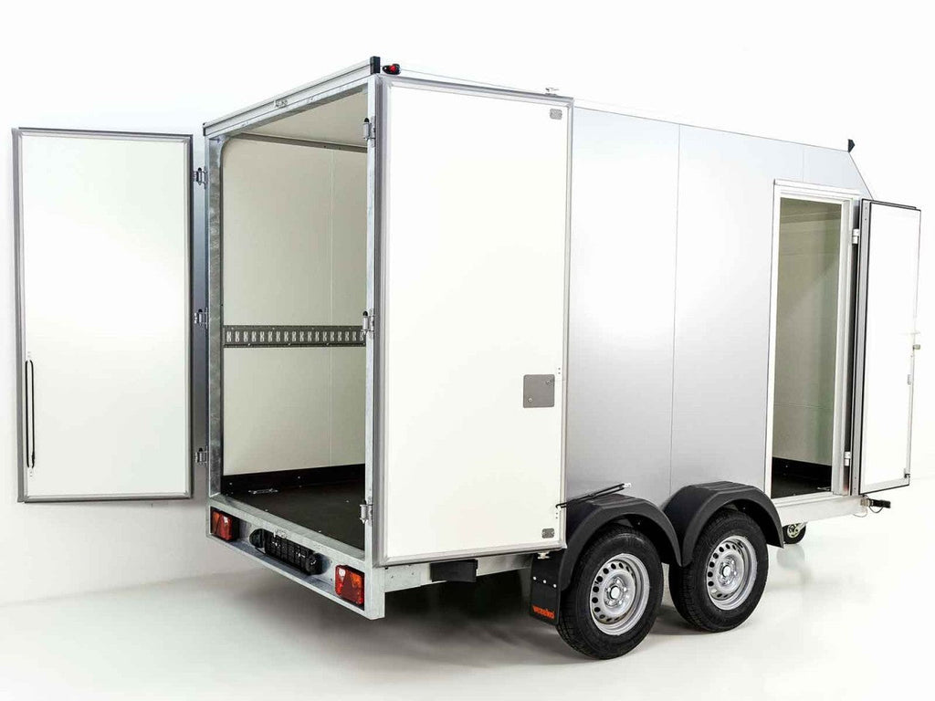 Vezeko Kofferanhänger 184x355cm Höhe: 205cm 2,7t|45°|Tür|silber-Neu