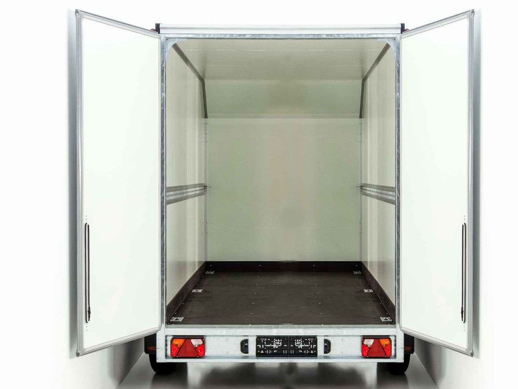 Vezeko Kofferanhänger 184x355cm Höhe: 205cm 2,7t|45°|Tür|silber-Neu