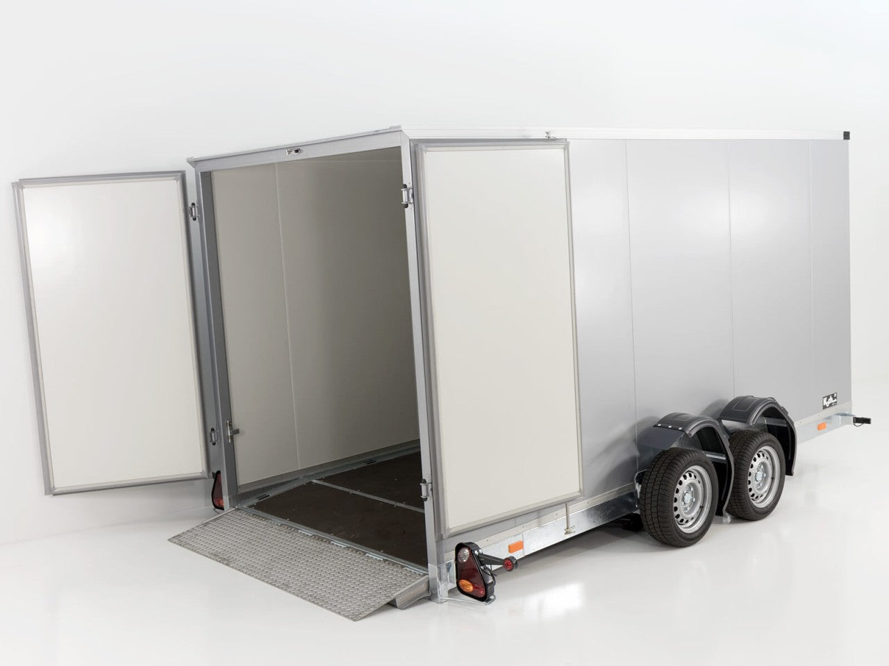 Vezeko Koffer-Absenkanhänger 157x344cm Höhe:210cm 2,7t|silber-Neu