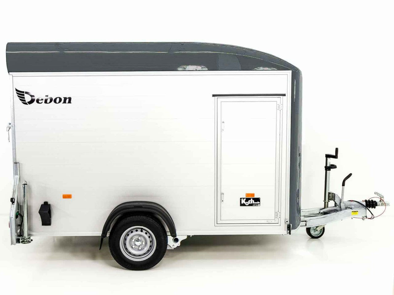Debon Kofferanhänger C400 164x315cm H:200cm 1,3t|Alu, Polybug|Tür|grau-Neu