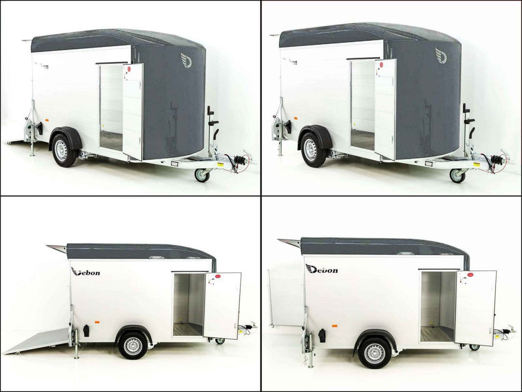 Debon Kofferanhänger C400 164x315cm H:200cm 1,3t|Alu, Polybug|Tür|grau-Neu