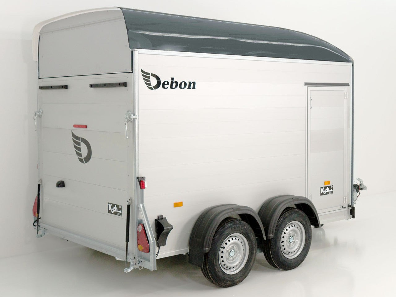 Debon Kofferanhänger C500 164x300cm H:200cm 2,0t|Alu|Polybug|Tür|grau-Neu