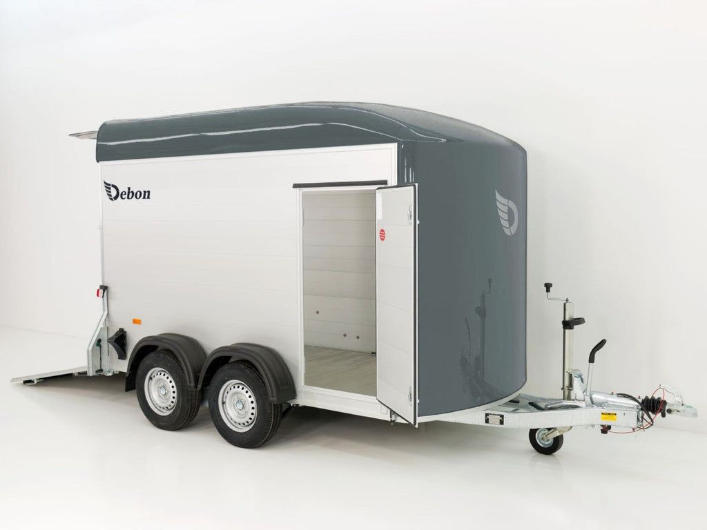 Debon Kofferanhänger C500 164x300cm H:200cm 2,0t|Alu|Polybug|Tür|grau-Neu