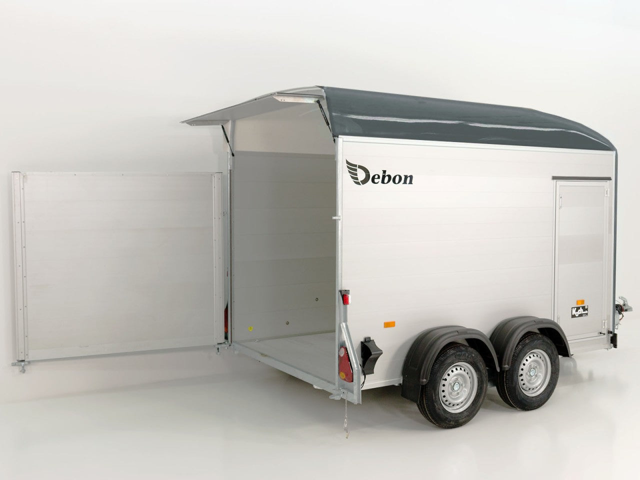 Debon Kofferanhänger C500 164x300cm H:200cm 2,6t|Alu|Polybug|Tür|grau-Neu
