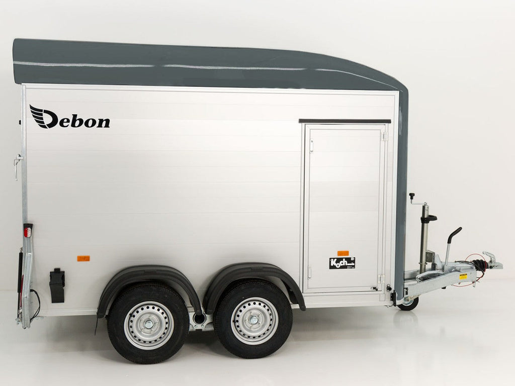 Debon Kofferanhänger C500 164x300cm H:200cm 2,6t|Alu|Polybug|Tür|grau-Neu
