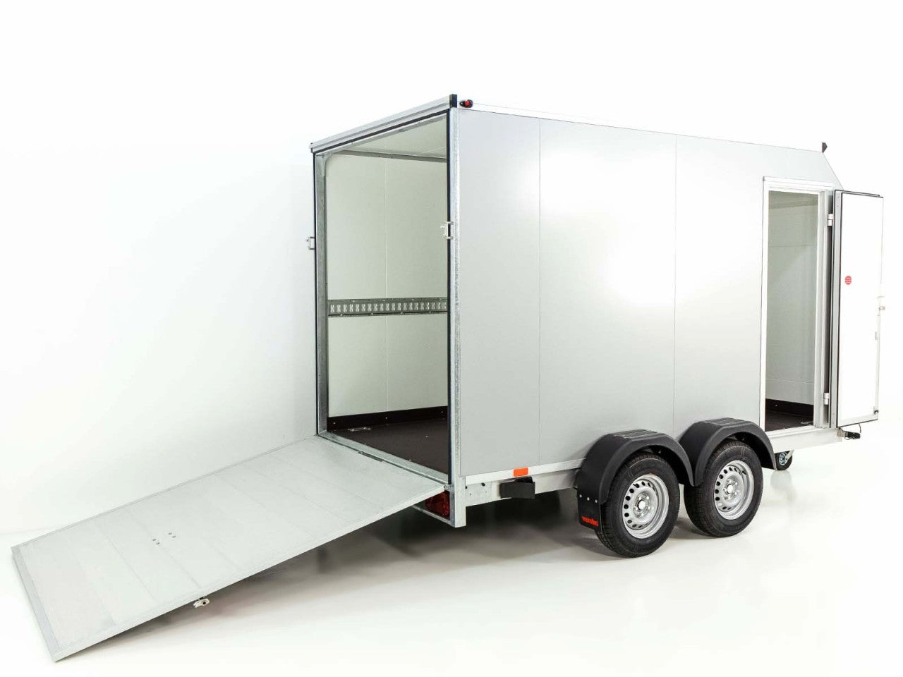 Vezeko Kofferanhänger 184x355cm Höhe:205cm 2,7t|45°|Tür|Rampe|silber-Neu