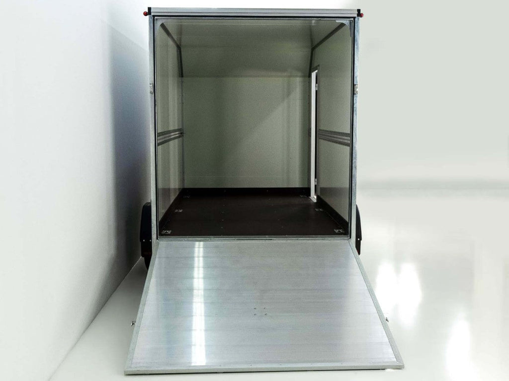 Vezeko Kofferanhänger 184x355cm Höhe:205cm 2,7t|45°|Tür|Rampe|silber-Neu