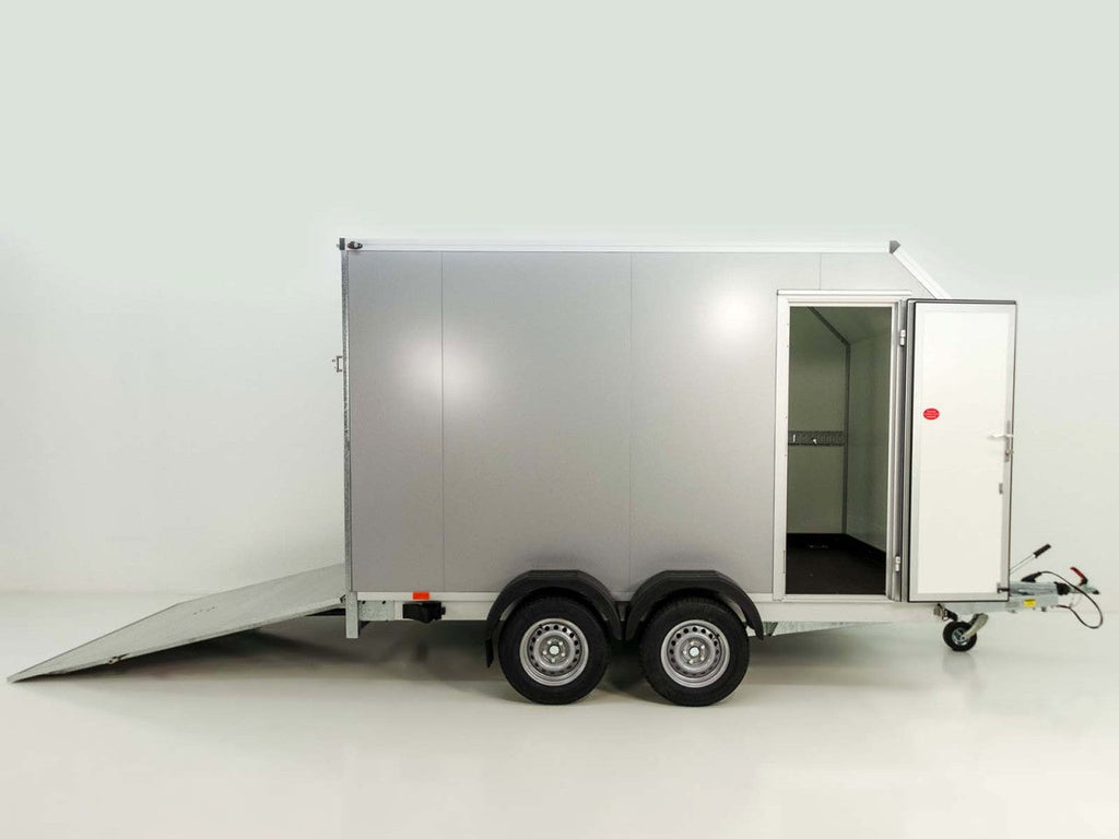 Vezeko Kofferanhänger 184x355cm Höhe:205cm 2,7t|45°|Tür|Rampe|silber-Neu