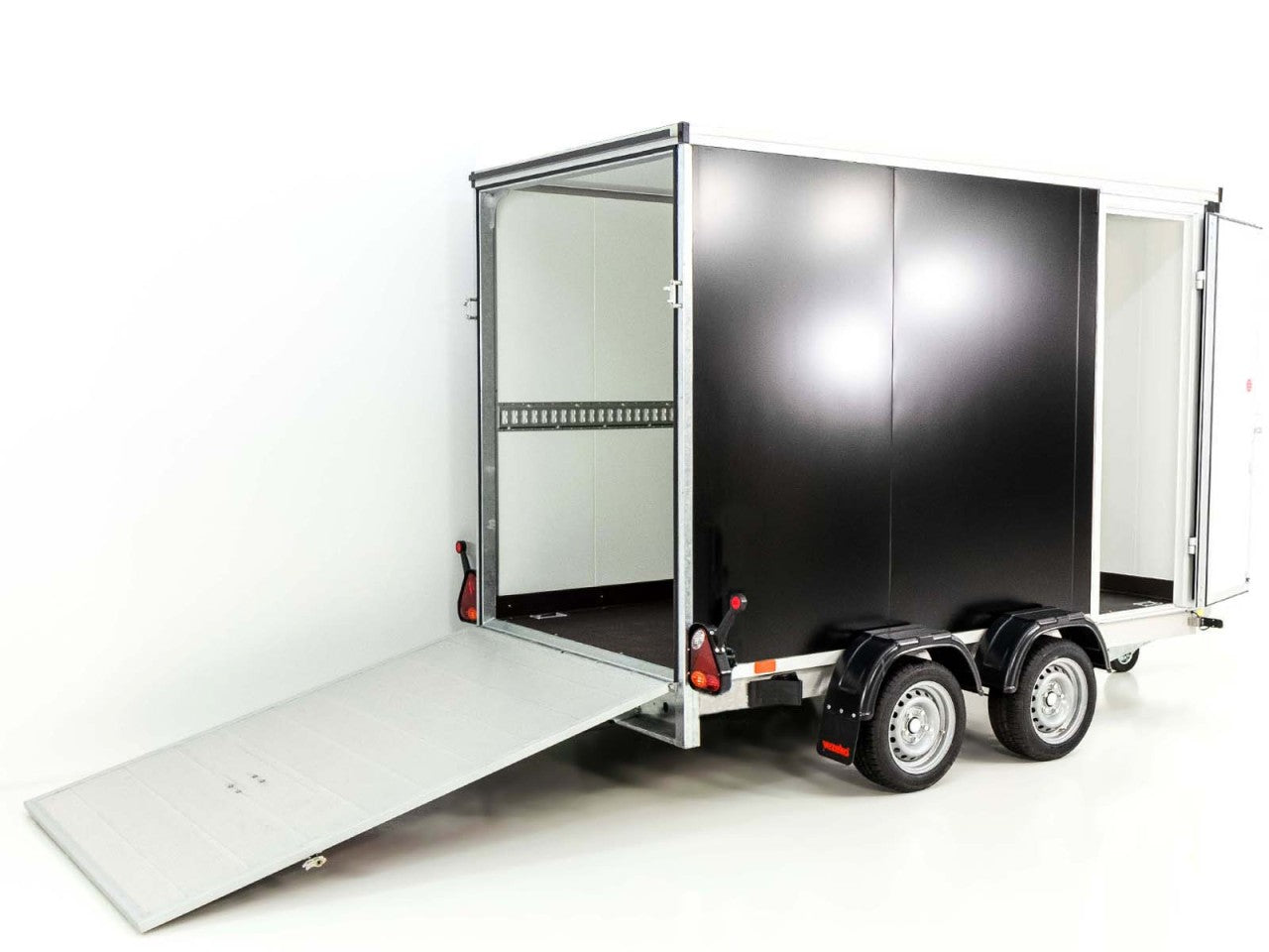 Vezeko Kofferanhänger 184x405cm Höhe:205cm 2,7t|Rampe|Tür|schwarz-Neu