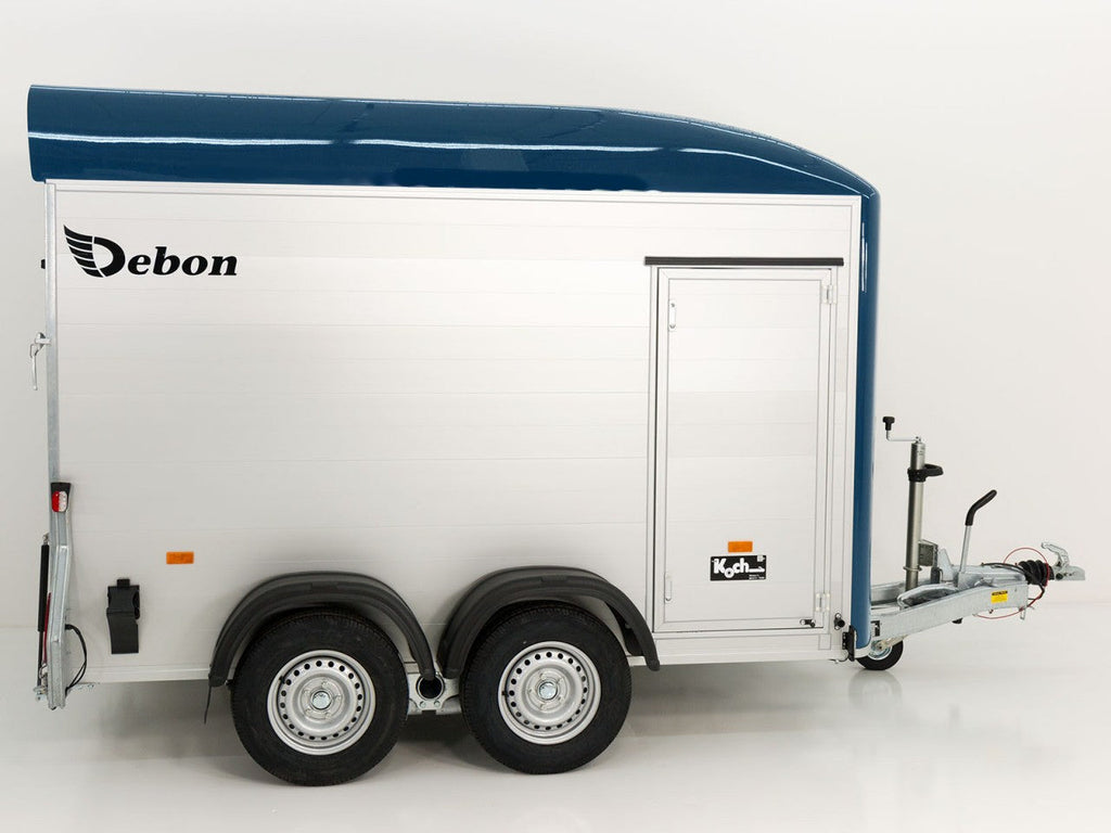 Debon Kofferanhänger C500 164x300cm H:200cm 2,6t|Alu|Polybug|Tür|blau-Neu