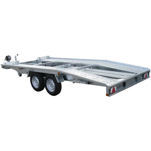 PORTE VOITURE TYPE: 39790  450X203  +2 GD RAMPES, treuil, béquilles AR, cales roues  PTC:2700KG     LSD1    (MAI 23)     – www.remorques-du-nord.fr