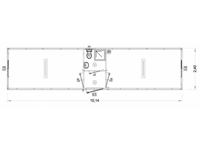 Mehrzweckcontainer 10 m gebraucht (Sanitärblock, Modell L1)