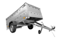 Grande remorque 230×125 avec bâche plate grise, tiges de support bâche, rehausses de ridelles et roue jockey – Garden Trailer 230 KIPP