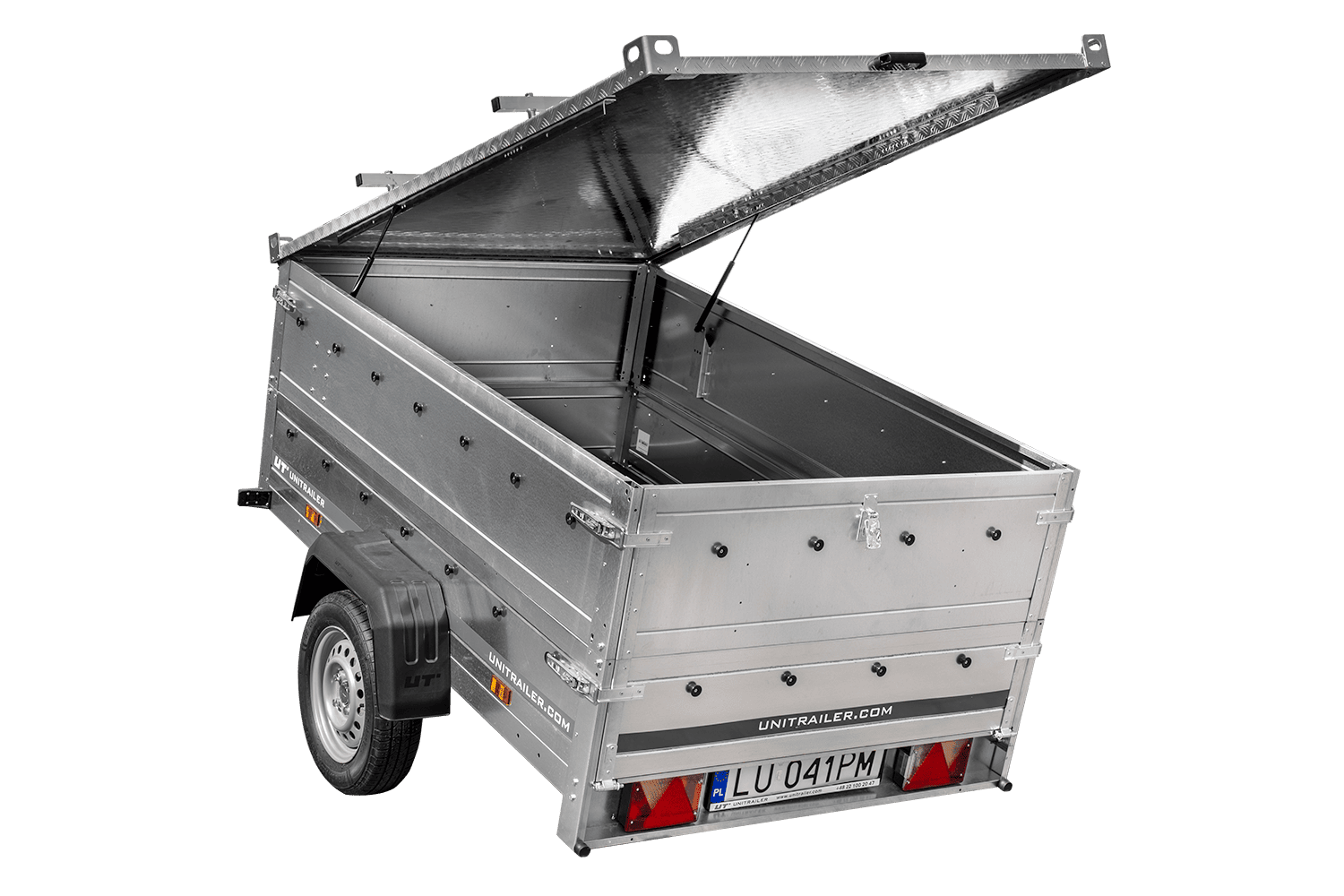 Leichter Anhänger 200x125 UNITRAILER GARDEN 201 KIPP mit BIS-Seitenwänden und Aluminiumabdeckung