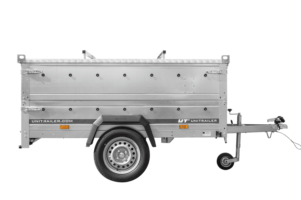 Leichter Anhänger 200x125 UNITRAILER GARDEN 201 KIPP mit BIS-Seitenwänden und Aluminiumabdeckung