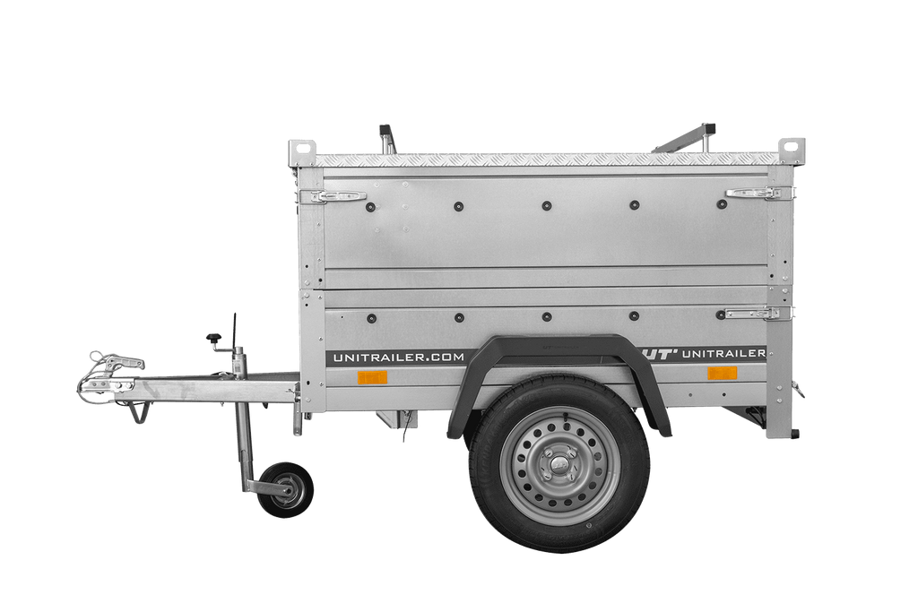 Einachsanhänger 150x106 UNITRAILER GARDEN 150 KIPP mit Seitenwänden, zusätzlichen Bordwänden und Aluminiumhaube