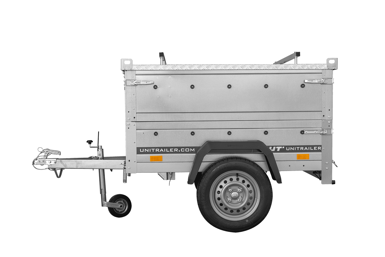 Einachsanhänger 150x106 UNITRAILER GARDEN 150 KIPP mit Seitenwänden, zusätzlichen Bordwänden und Aluminiumhaube