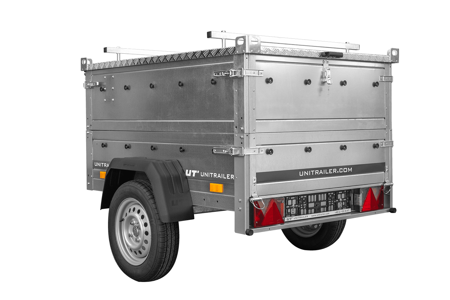 Einachsanhänger 150x106 UNITRAILER GARDEN 150 KIPP mit Seitenwänden, zusätzlichen Bordwänden und Aluminiumhaube