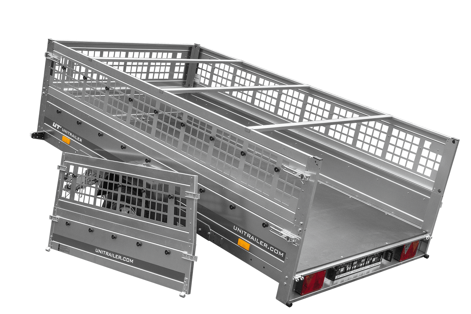 Leichter Anhänger 264x150 UNITRAILER GARDEN 265 KIPP mit Gitterbordwänden, Rahmen H-0 und blauer Plane