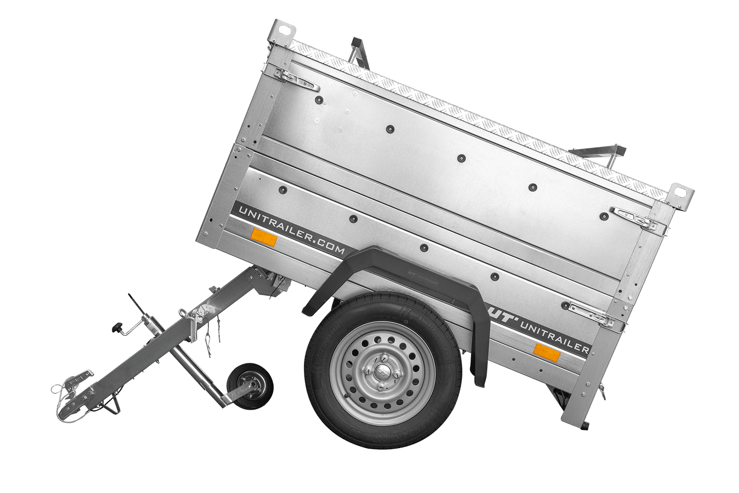 Einachsanhänger 150x106 UNITRAILER GARDEN 150 KIPP mit Seitenwänden, zusätzlichen Bordwänden und Aluminiumhaube