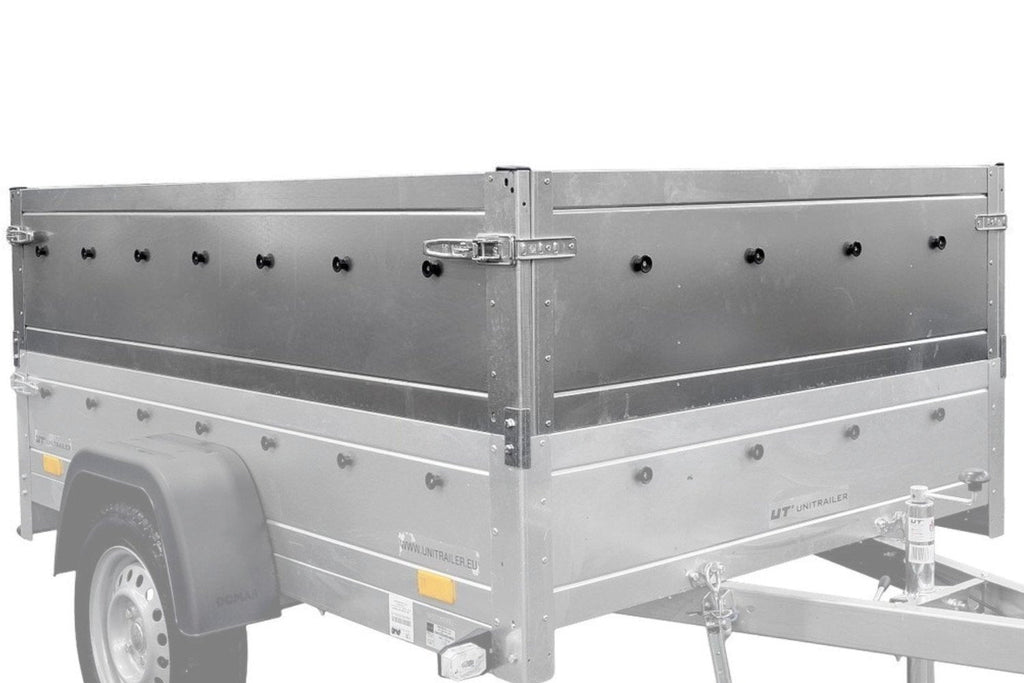 Einachsanhänger 150x106 UNITRAILER GARDEN 150 KIPP mit Seitenwänden, zusätzlichen Bordwänden und Aluminiumhaube