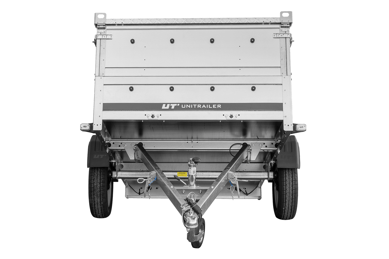 Einachsanhänger 230 × 125 cm UNITRAILER GARDEN 230 KIPP mit BIS-Seitenwänden und Aluminiumabdeckung