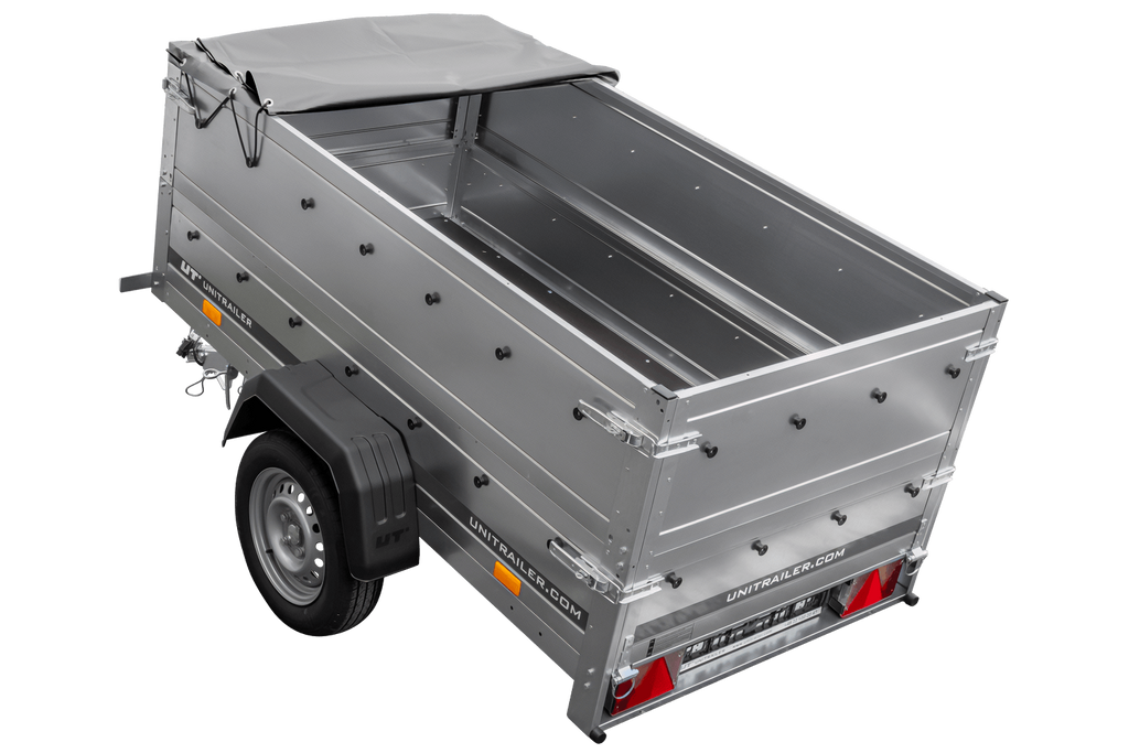 Neuer Anhänger 200x106 mit flacher Plane, erhöhten Bordwänden und Stützrad - Garden Trailer 200 KIPP