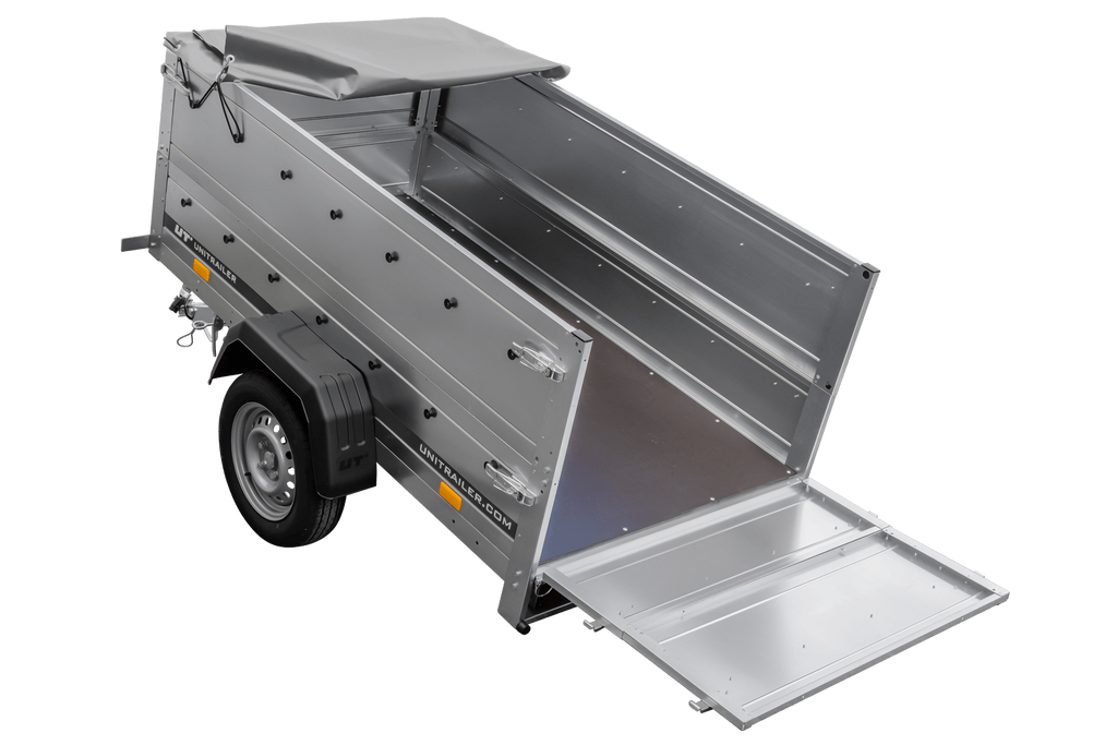 Neuer Anhänger 200x106 mit flacher Plane, erhöhten Bordwänden und Stützrad - Garden Trailer 200 KIPP