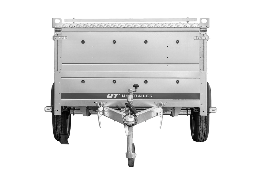 Einachsanhänger 230 × 125 cm UNITRAILER GARDEN 230 KIPP mit BIS-Seitenwänden und Aluminiumabdeckung