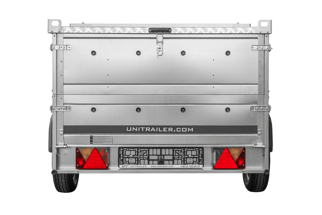 Einachsanhänger 230 × 125 cm UNITRAILER GARDEN 230 KIPP mit BIS-Seitenwänden und Aluminiumabdeckung