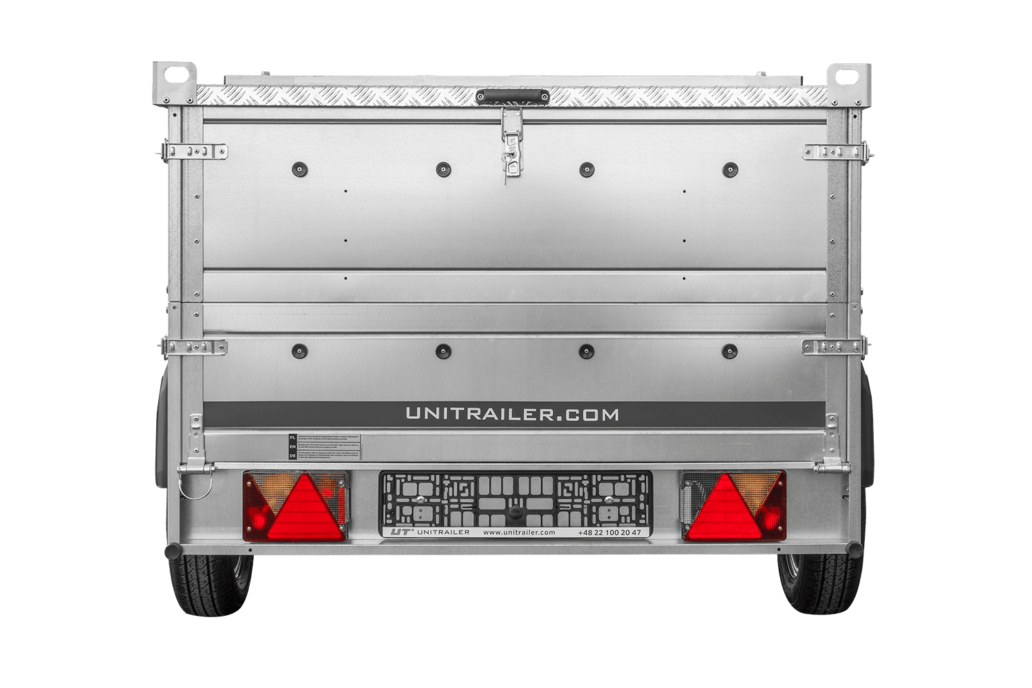 Einachsanhänger 230 × 125 cm UNITRAILER GARDEN 230 KIPP mit BIS-Seitenwänden und Aluminiumabdeckung