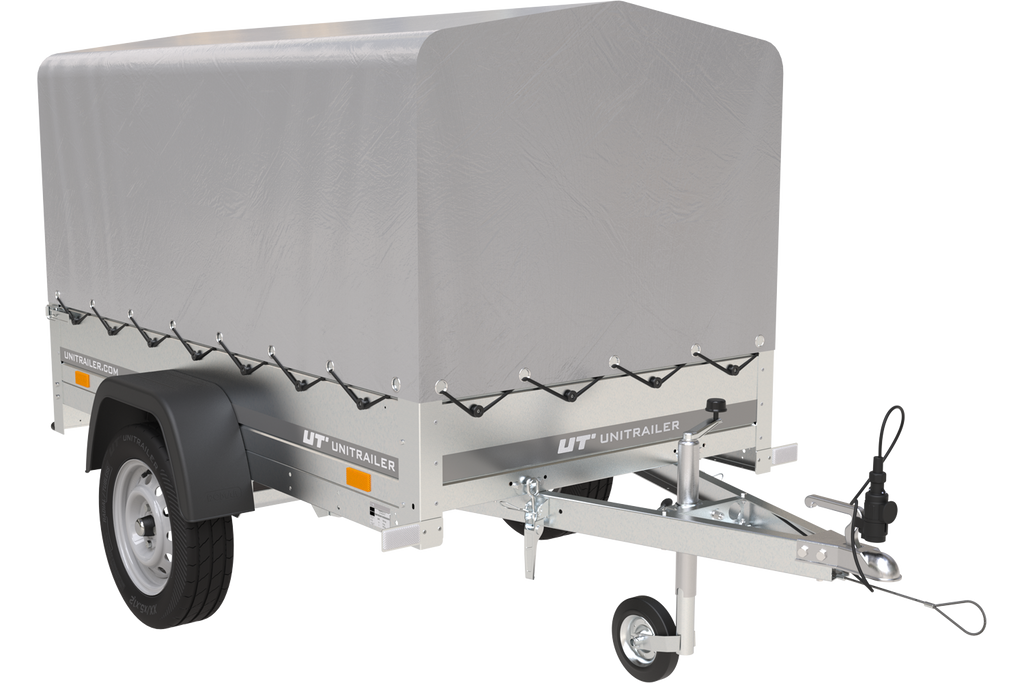 Anhänger 750 kg 200 x 125 mit hoher Plane und Bügel Garden Trailer 201 KIPP