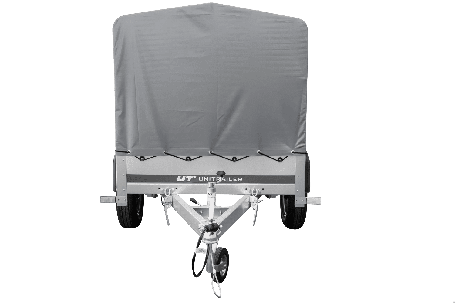 UNITRAILER Garden Trailer 200 KIPP PKW-Anhänger 200 × 106 cm mit Hochplane, Gestell und Stützrad, 500 kg zGG