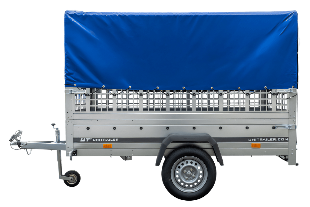 UNITRAILER Garden Trailer 230 KIPP Gebrauchter Planenanhänger 230 × 126 cm mit Gittererhöhungen, Hochplane und Stützrad