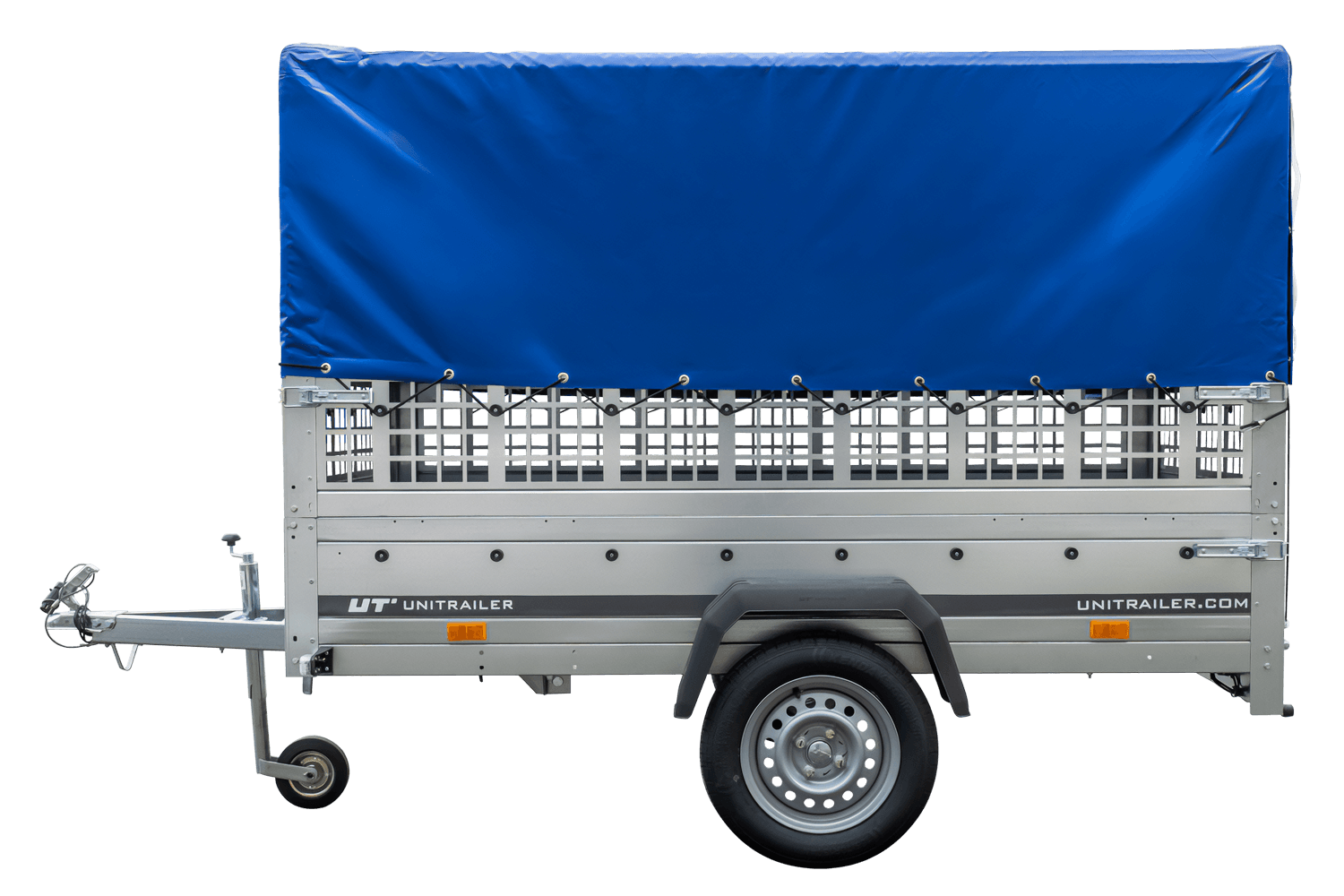 UNITRAILER Garden Trailer 230 KIPP Gebrauchter Planenanhänger 230 × 126 cm mit Gittererhöhungen, Hochplane und Stützrad