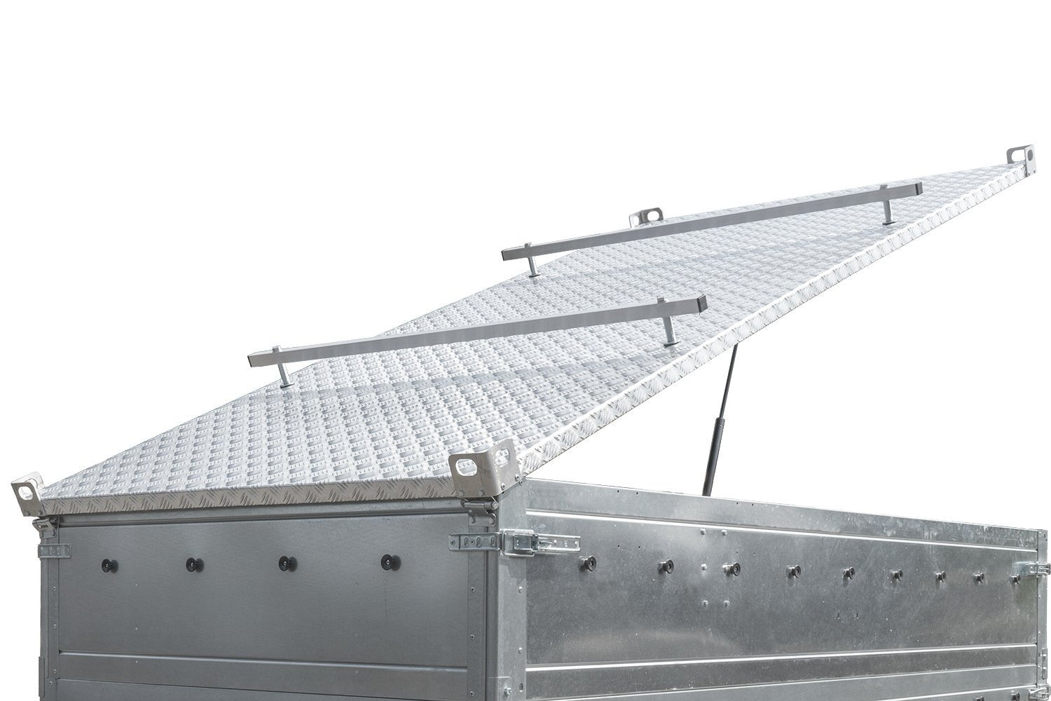 Einachsanhänger 230 × 125 cm UNITRAILER GARDEN 230 KIPP mit BIS-Seitenwänden und Aluminiumabdeckung