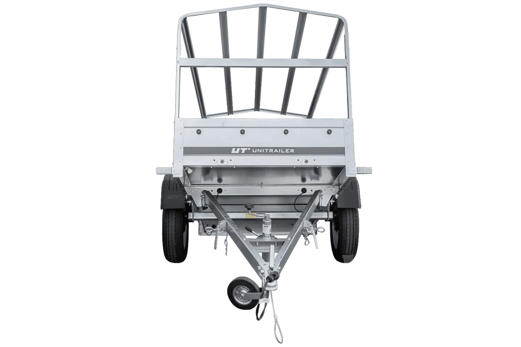 UNITRAILER Garden Trailer 200 KIPP PKW-Anhänger 200 × 106 cm mit Hochplane, Gestell und Stützrad, 500 kg zGG