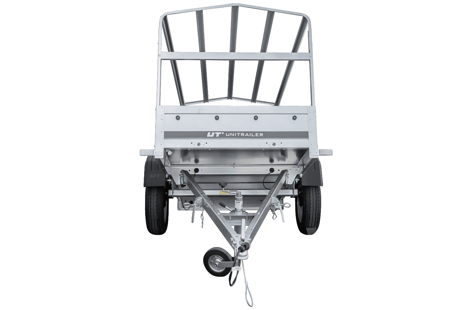 UNITRAILER Garden Trailer 200 KIPP PKW-Anhänger 200 × 106 cm mit Hochplane, Gestell und Stützrad, 500 kg zGG