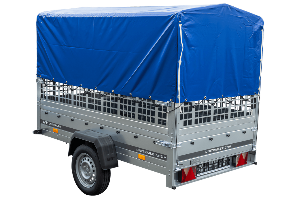 UNITRAILER Garden Trailer 230 KIPP Gebrauchter Planenanhänger 230 × 126 cm mit Gittererhöhungen, Hochplane und Stützrad